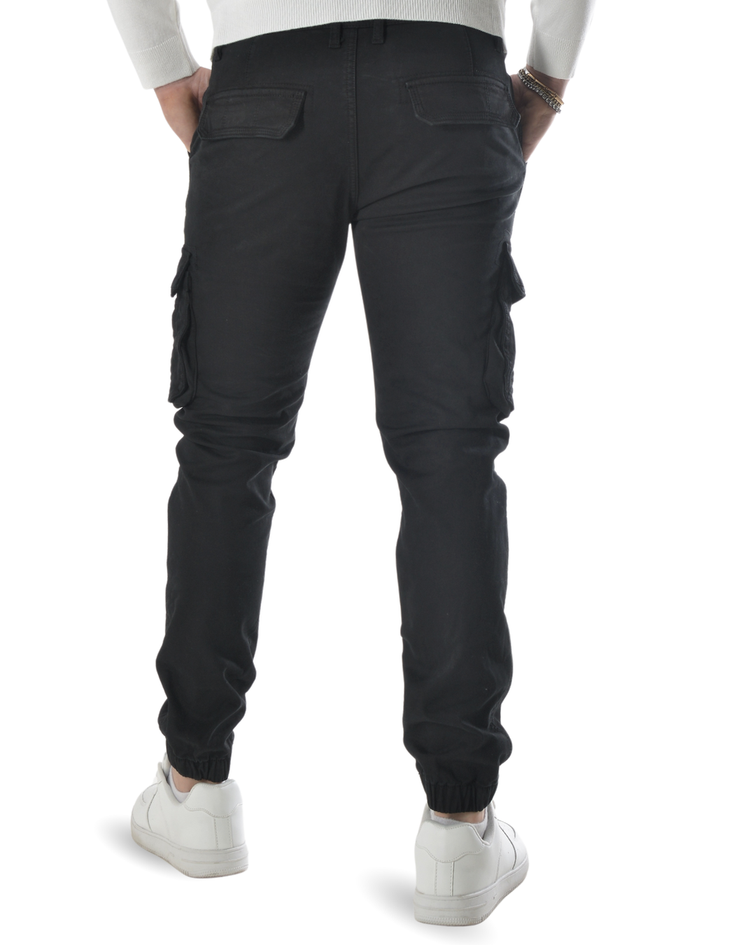 Pantalone cargo felpato internamente art. J732 nero