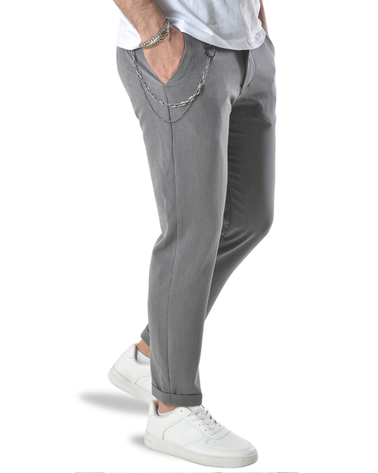 Pantalone con catenella laterale art 24010 grigio