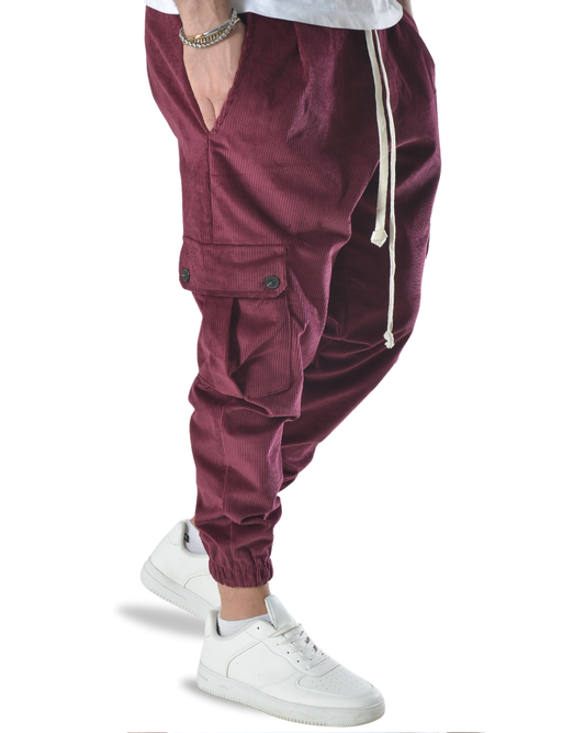 Pantalaccio cargo a costine vellutato art 9151 bordeaux