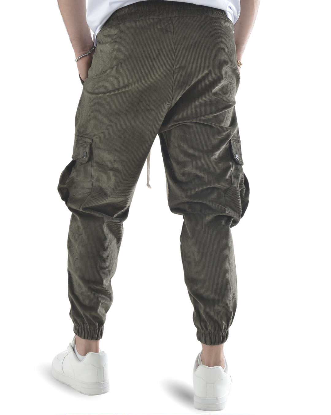 Pantalaccio cargo a costine vellutato verde scuro art 9151