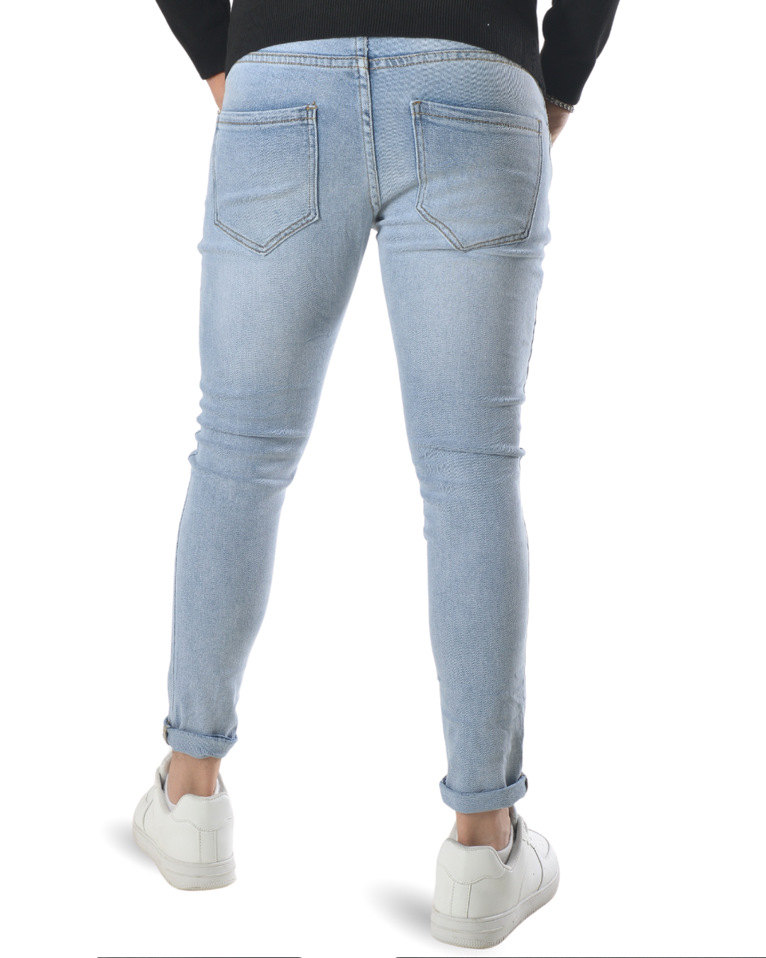 Jeans slim fit art jc7563b colore denim chiaro con rotture e piccoli schizzi bianchi