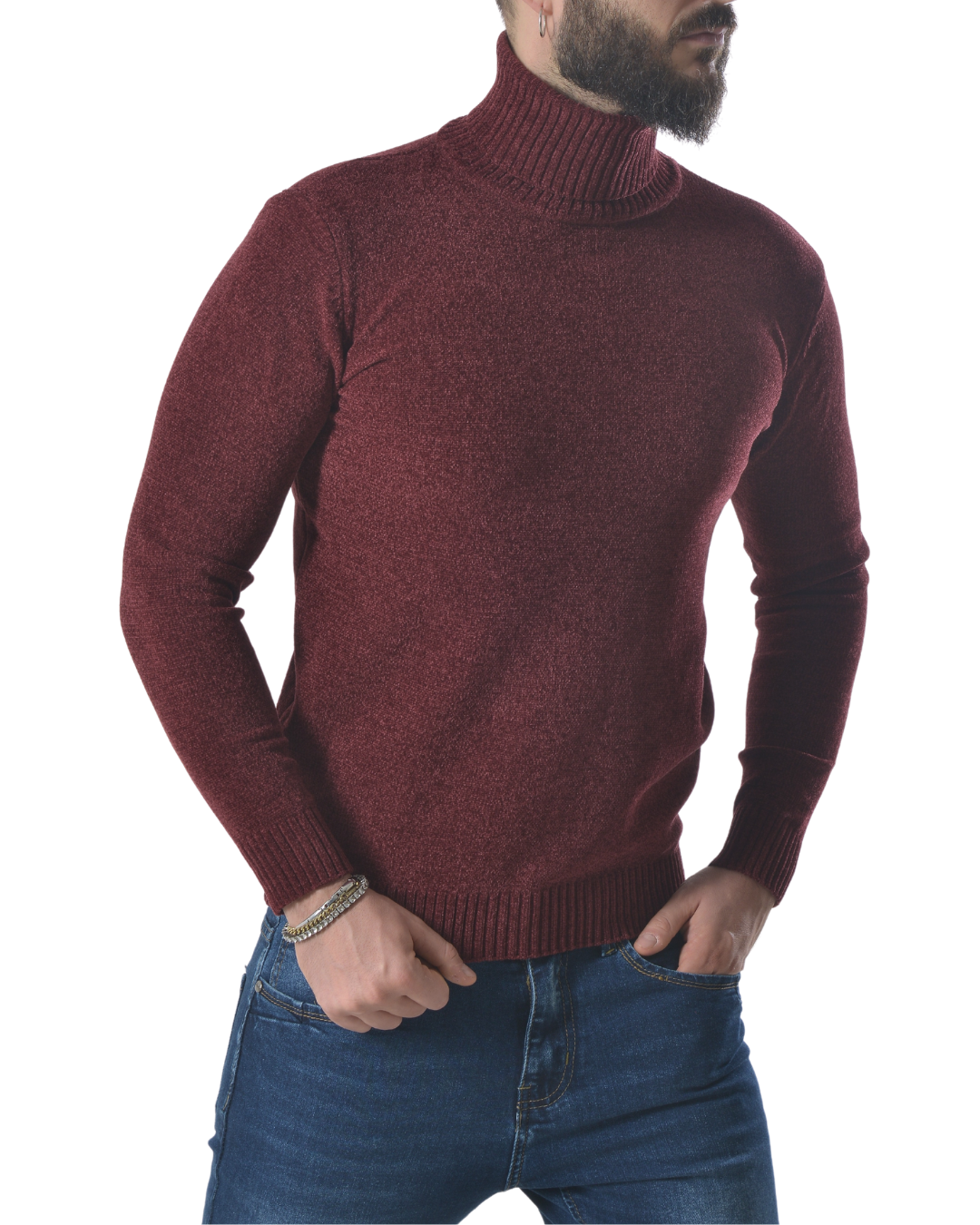 Maglia dolcevita in ciniglia art 709-9 bordeaux