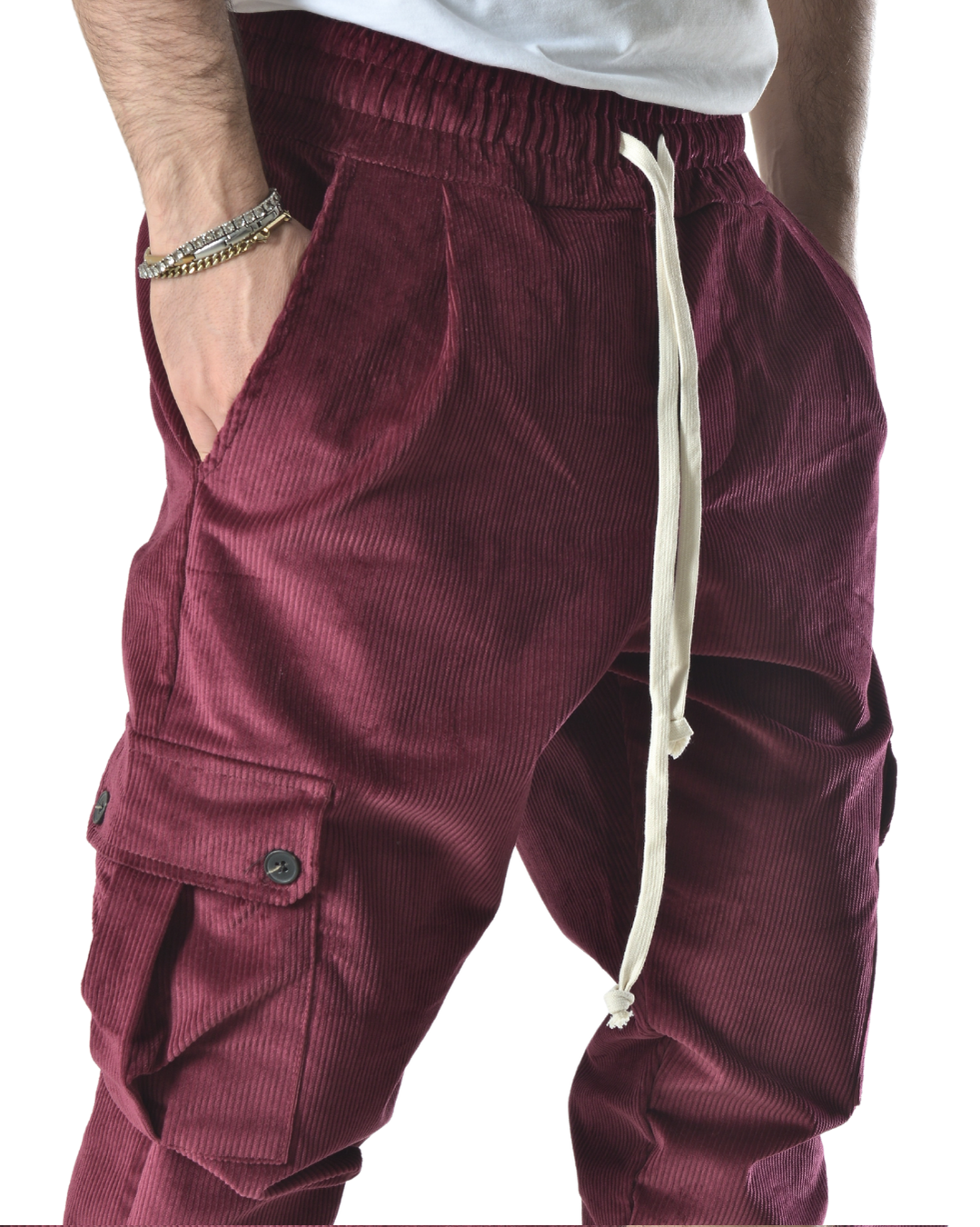 Pantalaccio cargo a costine vellutato art 9151 bordeaux