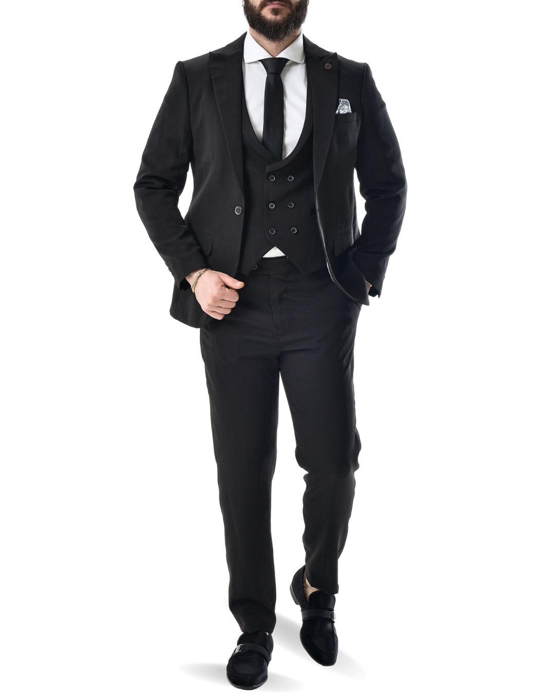 Abito completo giacca pantalone e gilet nero monaco