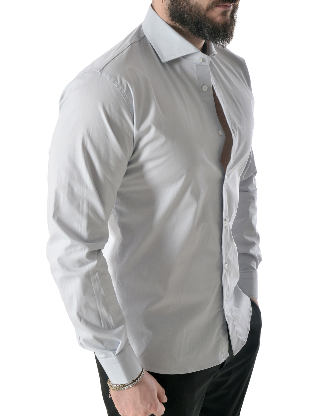 Camicia slim grigio perla