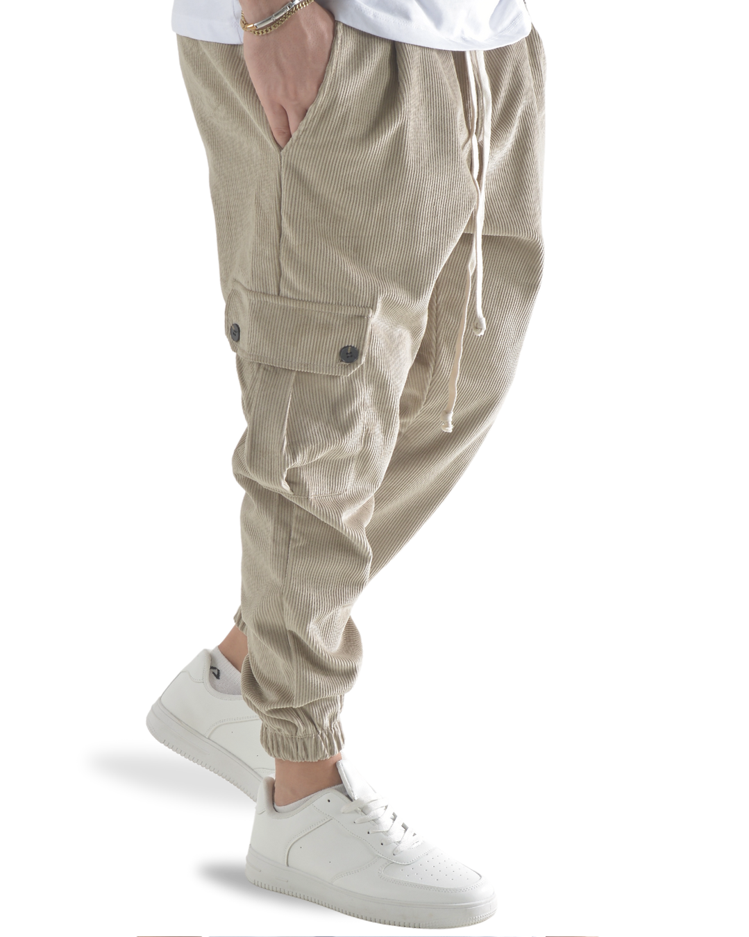 Pantalaccio cargo a costine vellutato beige art 9151