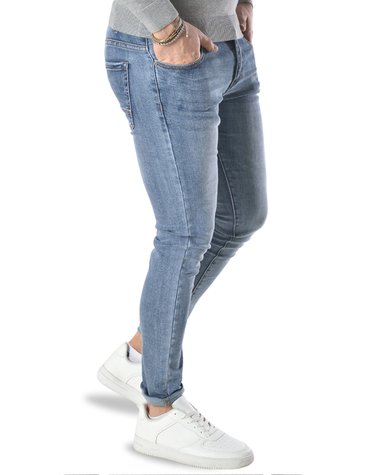 Jeans basic slim art 777 azzurro denim