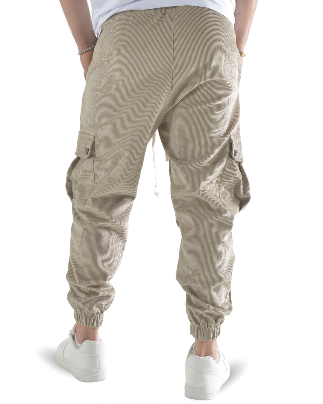 Pantalaccio cargo a costine vellutato beige art 9151