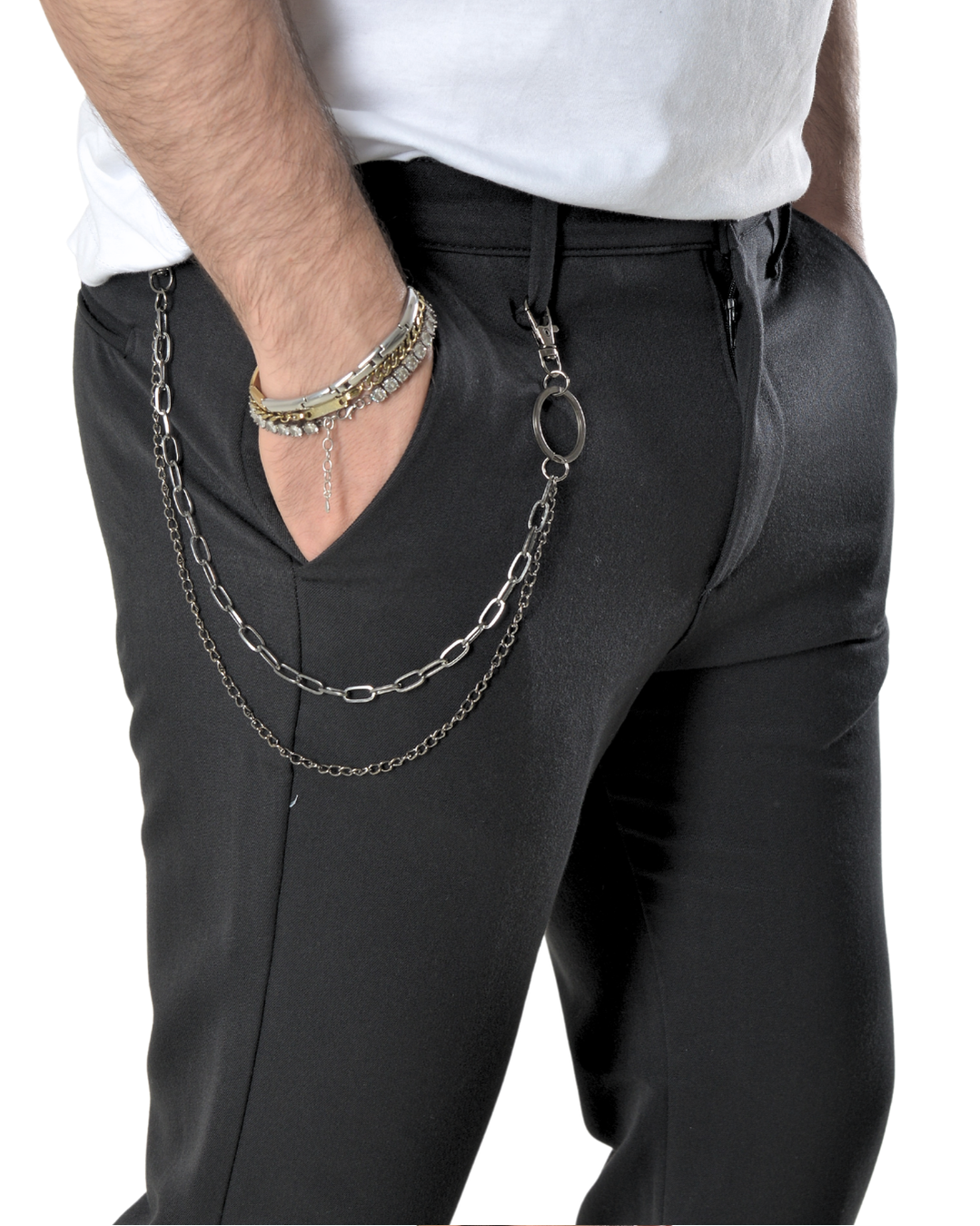 Pantalone con catenella laterale art 24101 nero