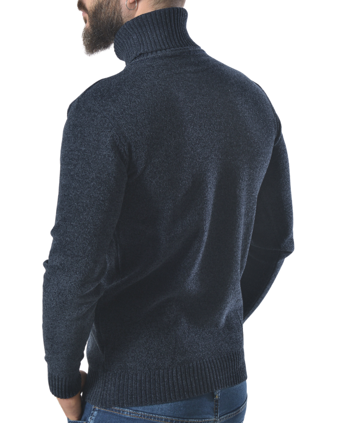 Maglia dolcevita in ciniglia art 709-9 blu scura