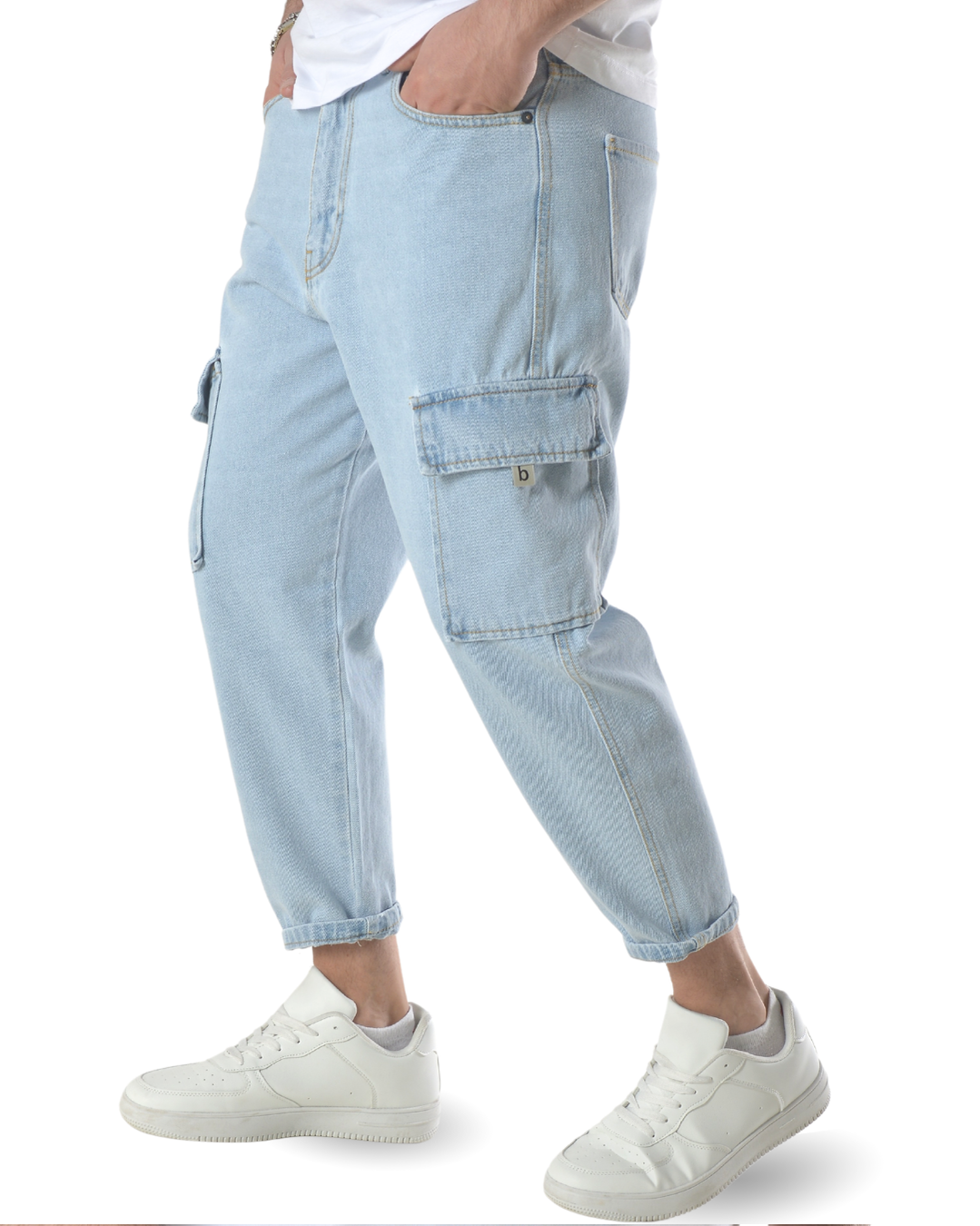 Jeans cargo loose fit art 1724 celeste chiaro