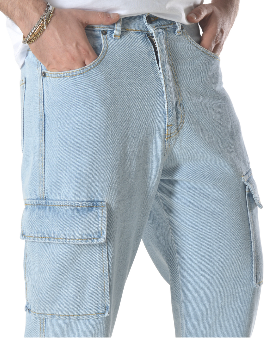 Jeans cargo loose fit art 1724 celeste chiaro