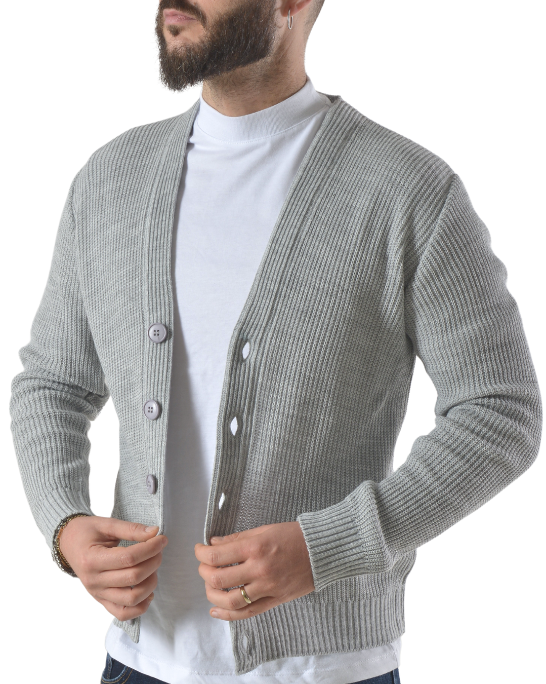 Cardigan tinta unita art 1006 grigio chiaro