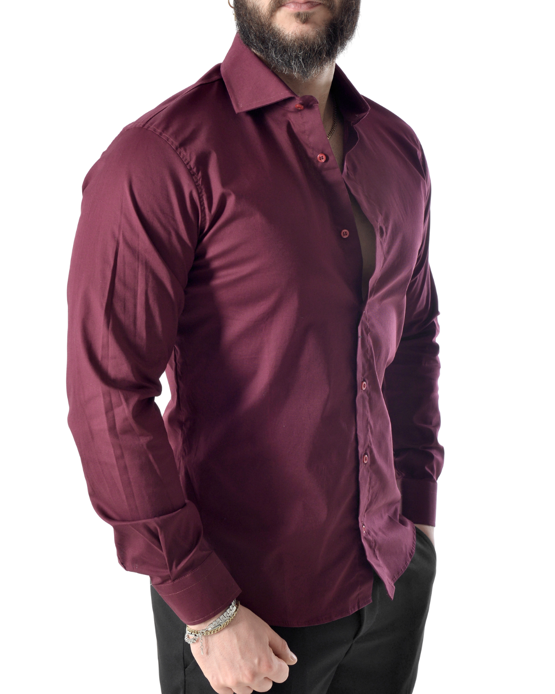 Camicia slim bordeaux