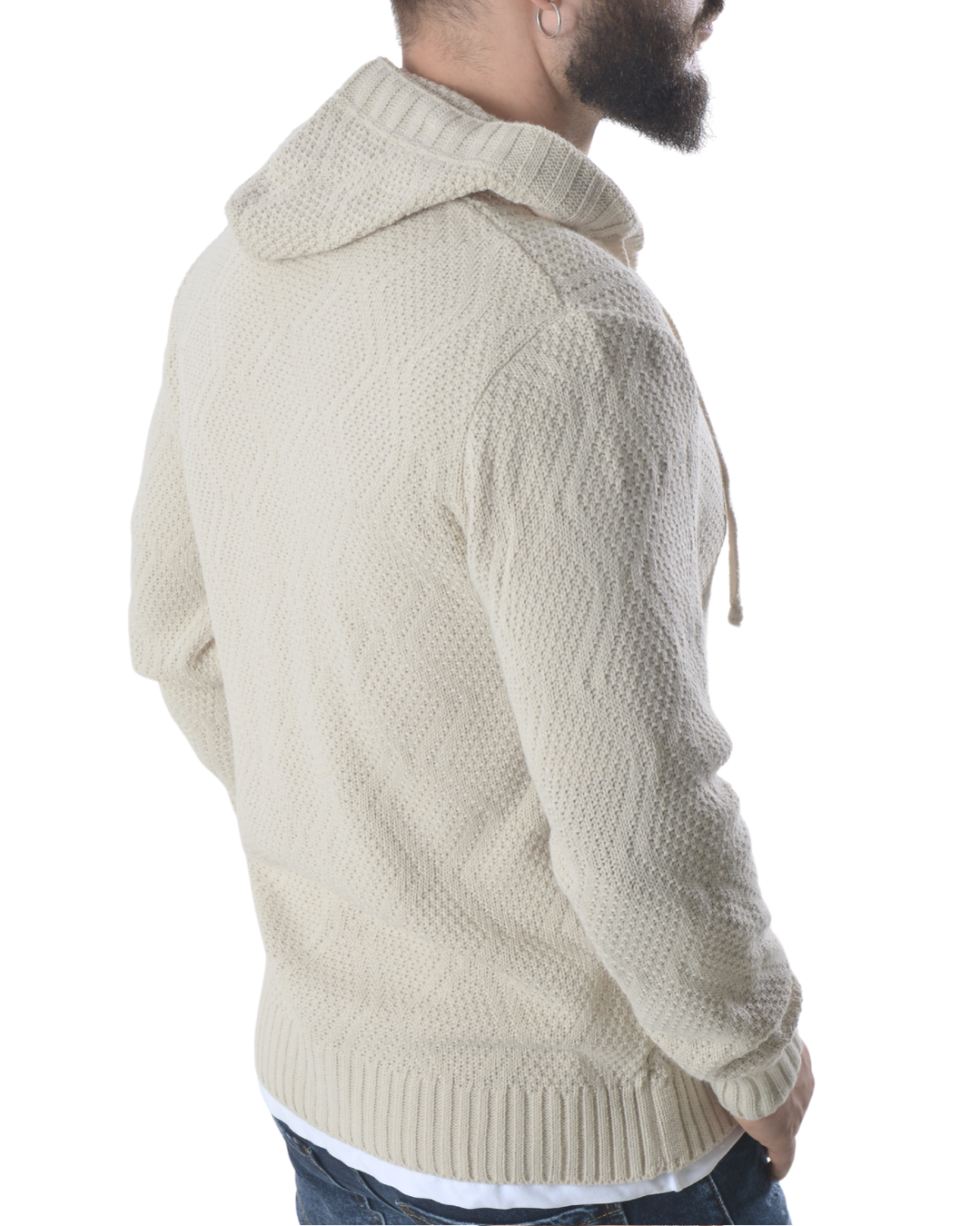 Cardigan giacca con cappuccio art 140 crema