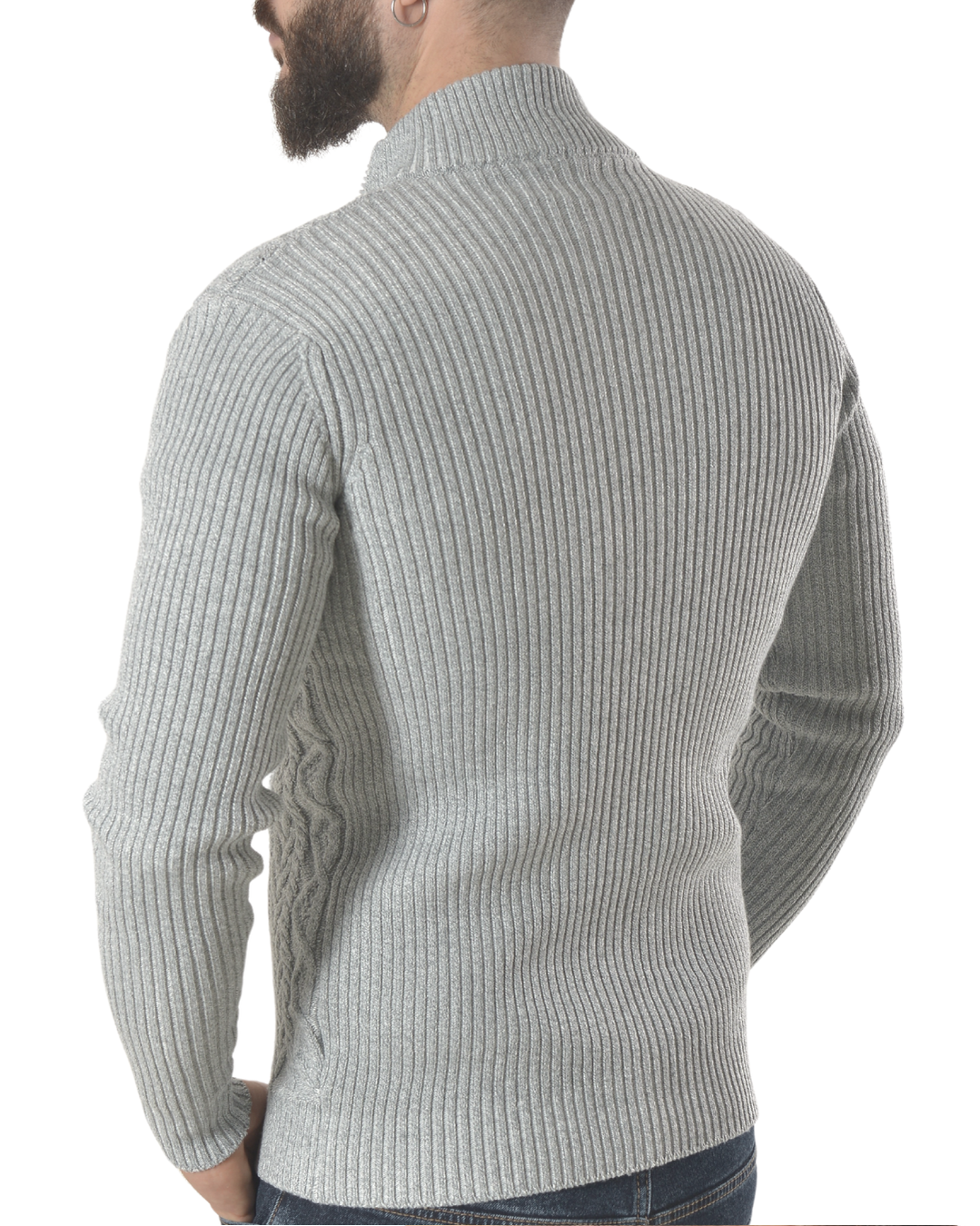 Cardigan con tessuto lavorato tinta unita art 9956 grigio chiaro