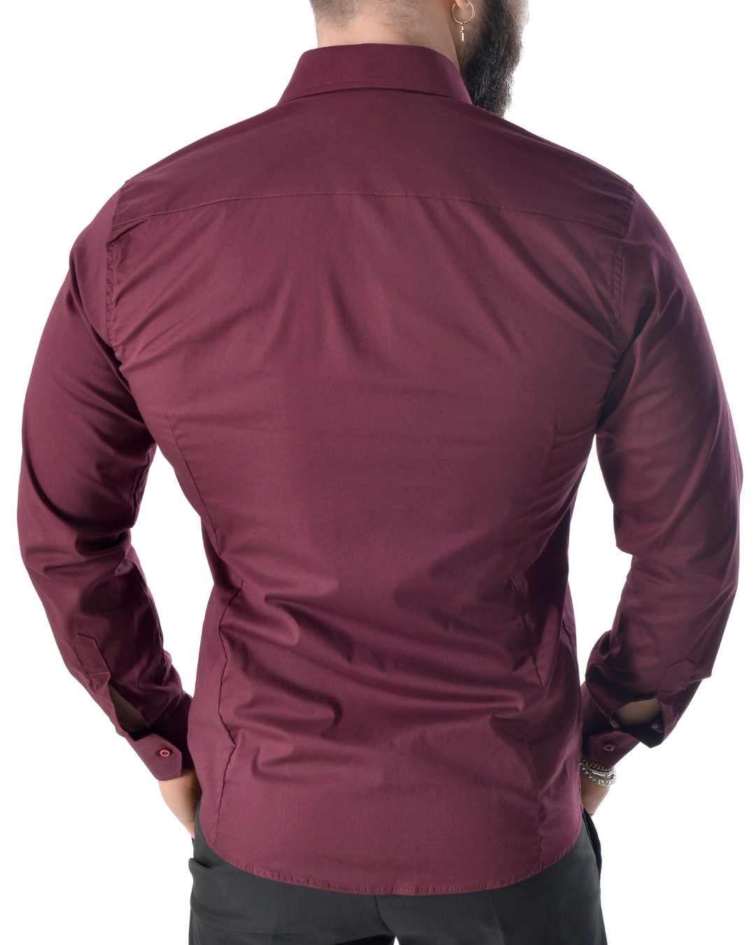 Camicia slim bordeaux