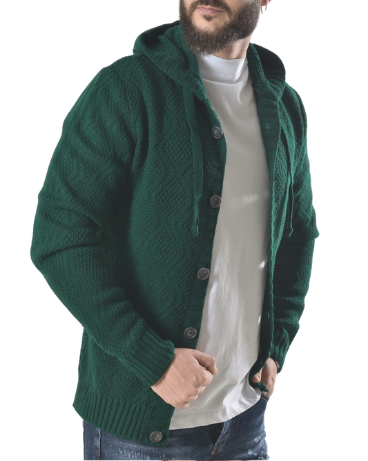 Cardigan giacca con cappuccio art 140 verde