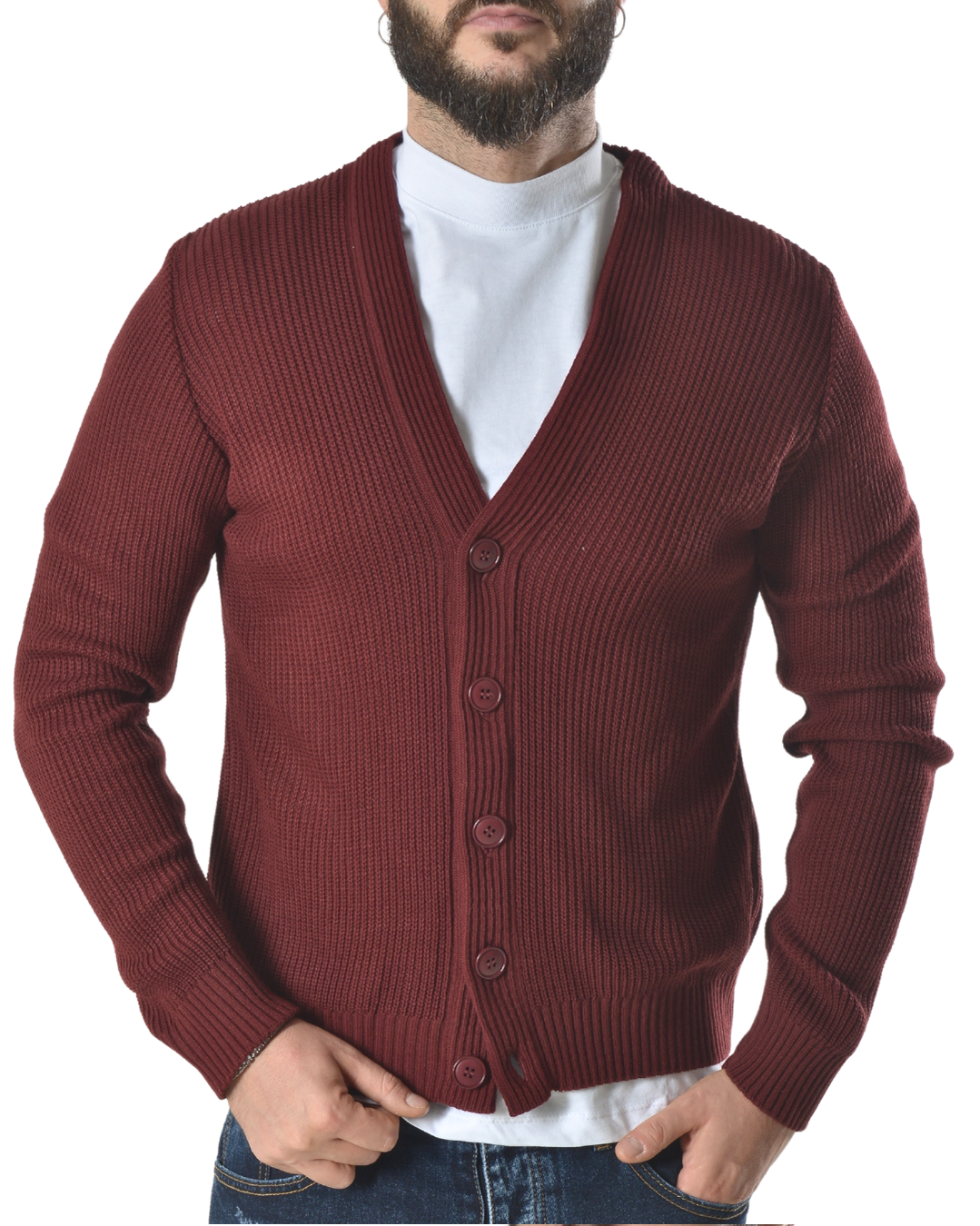 Cardigan tinta unita art 1006 bordeaux