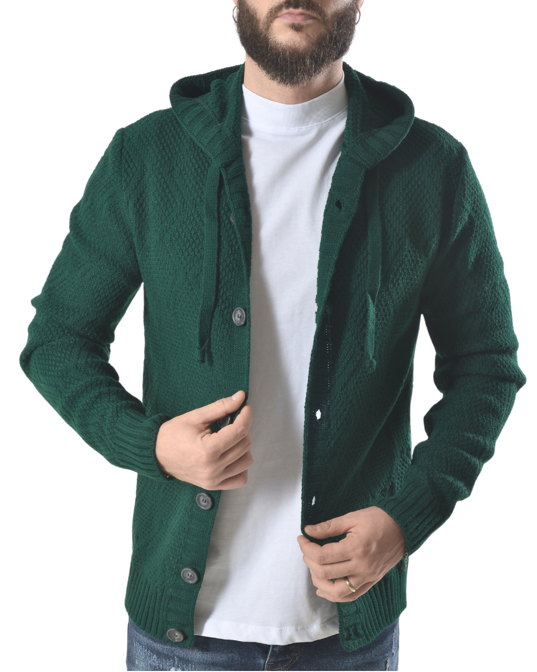 Cardigan giacca con cappuccio art 140 verde