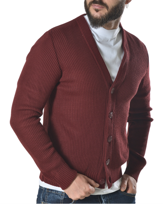 Cardigan tinta unita art 1006 bordeaux