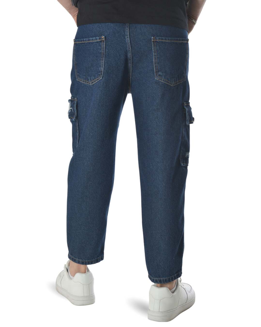 Jeans cargo art ga/2506 loose fit denim blu scuro con rotture