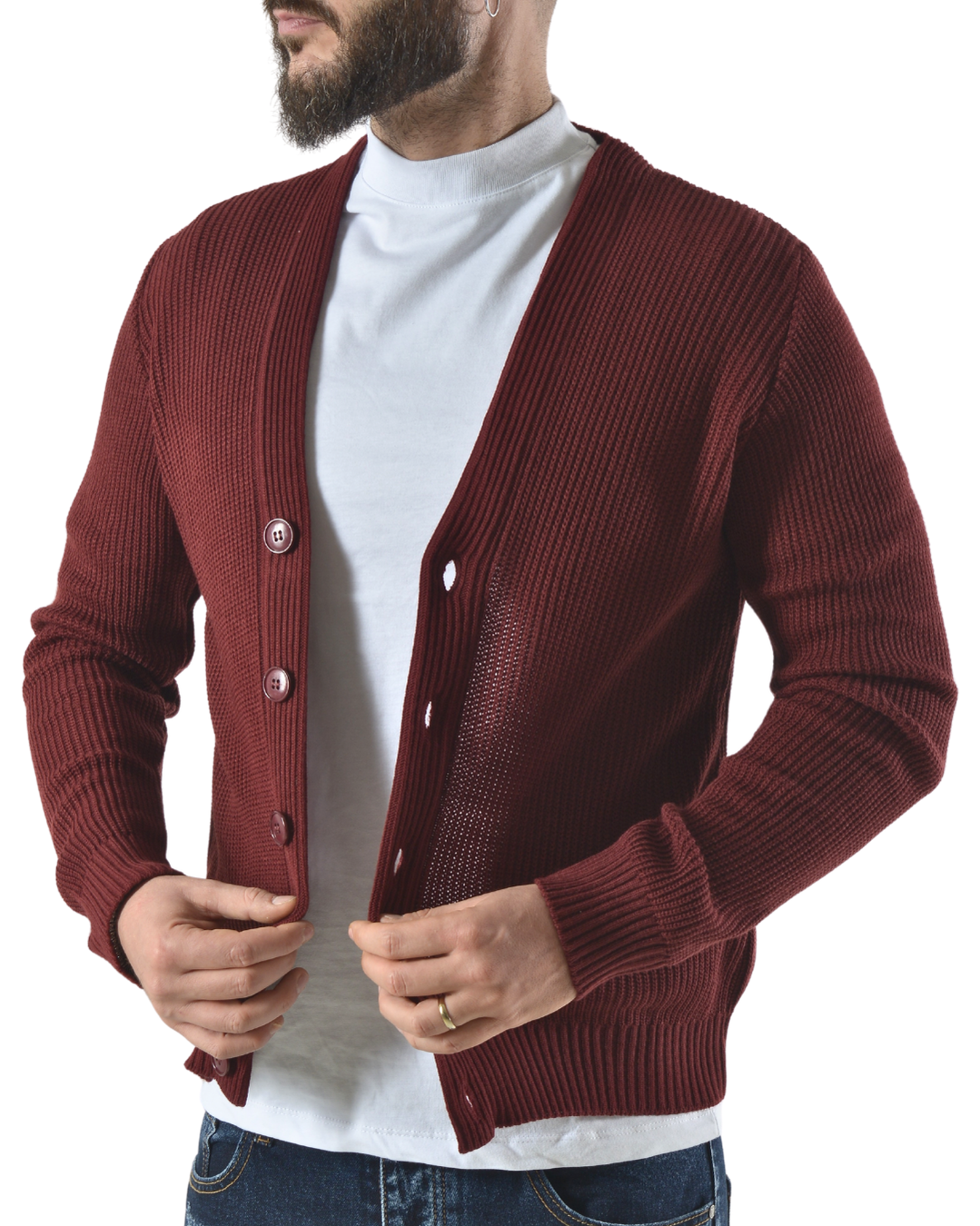 Cardigan tinta unita art 1006 bordeaux