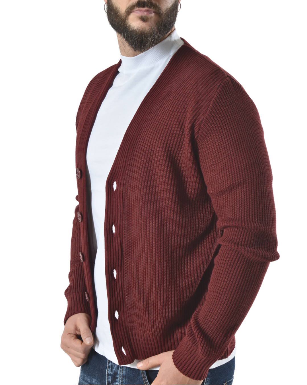 Cardigan tinta unita art 1006 bordeaux