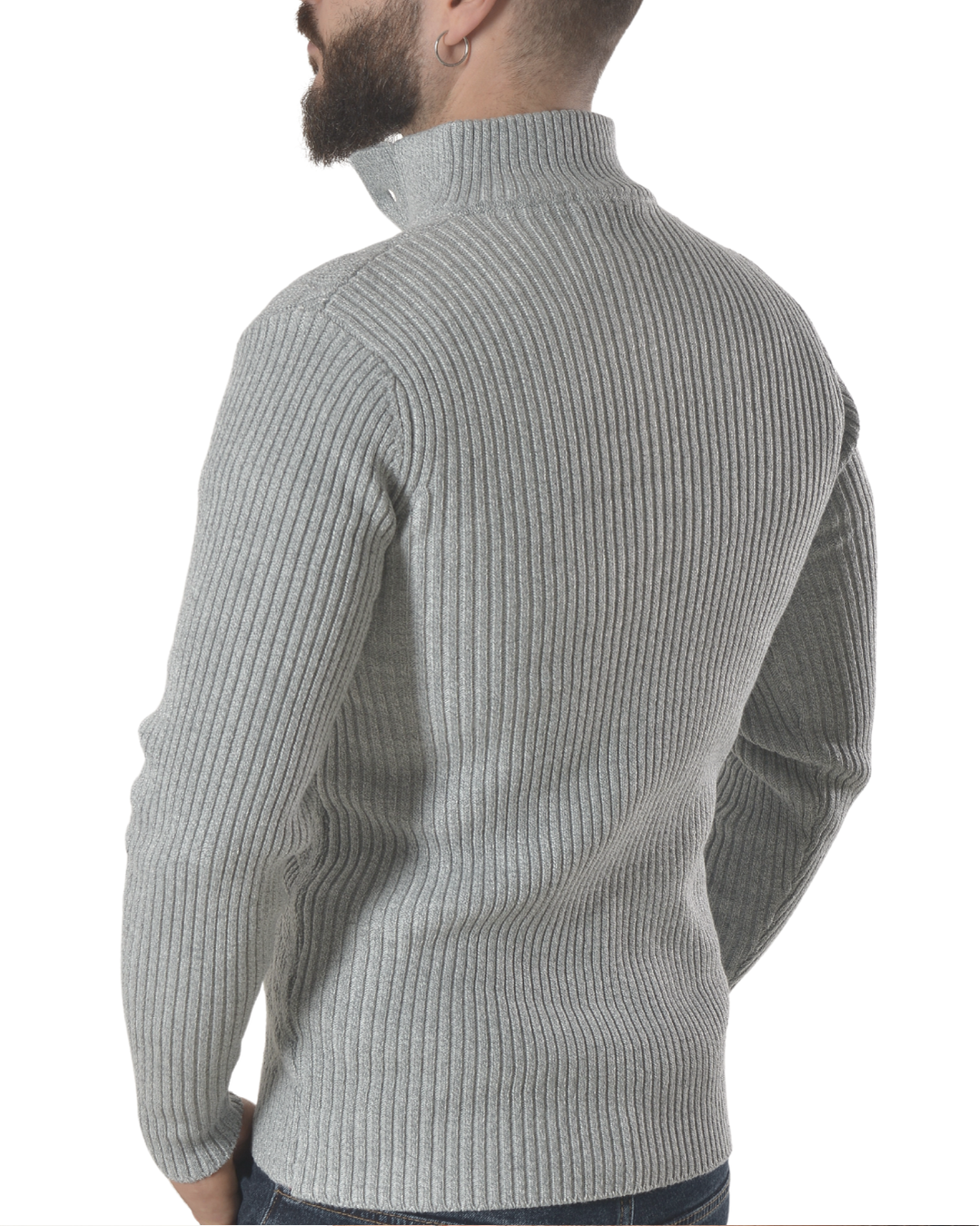 Maglia con chiusura sul collo art 8961 grigio chiaro