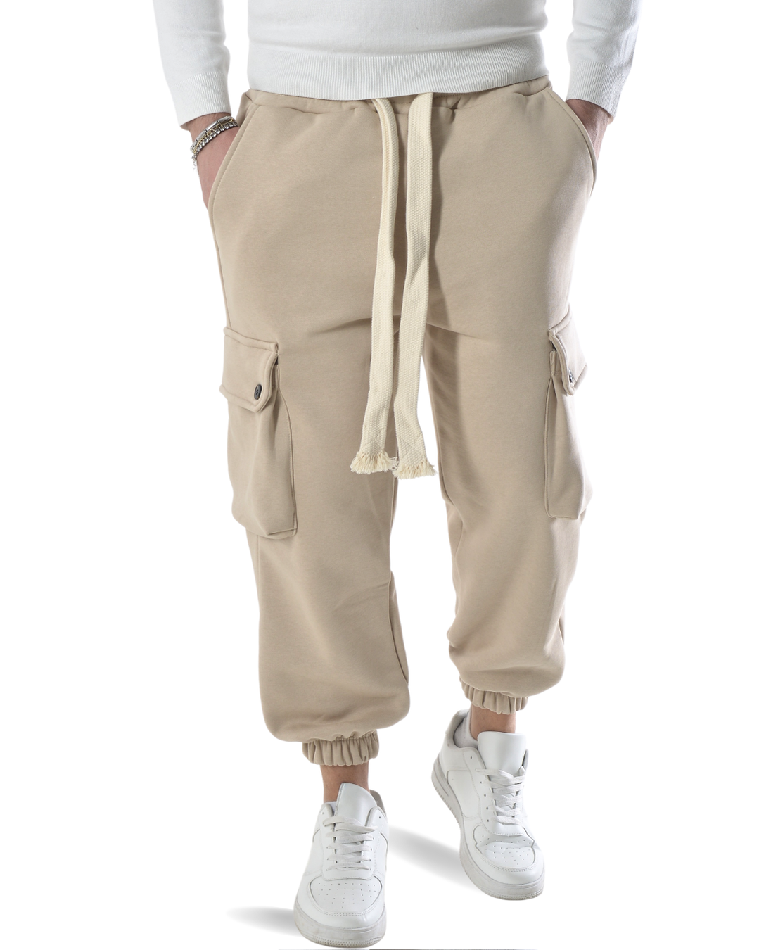 Pantalaccio tuta felpato cargo oversize art. 2034 beige