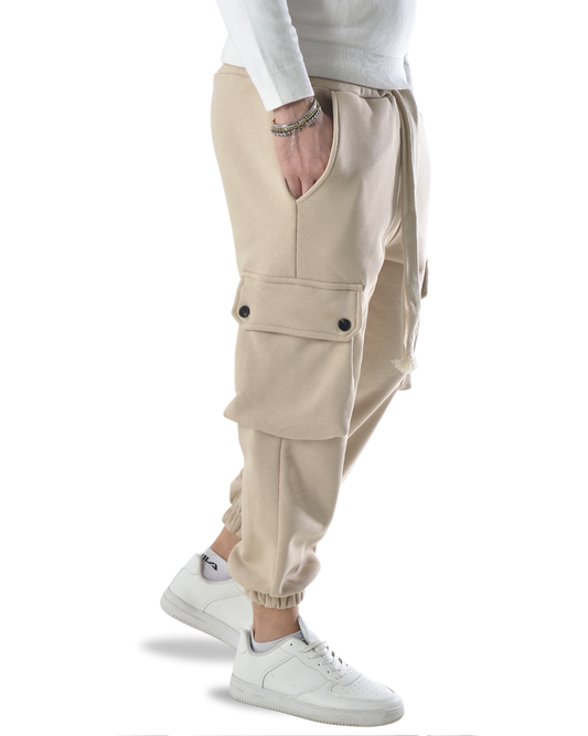 Pantalaccio tuta felpato cargo oversize art. 2034 beige