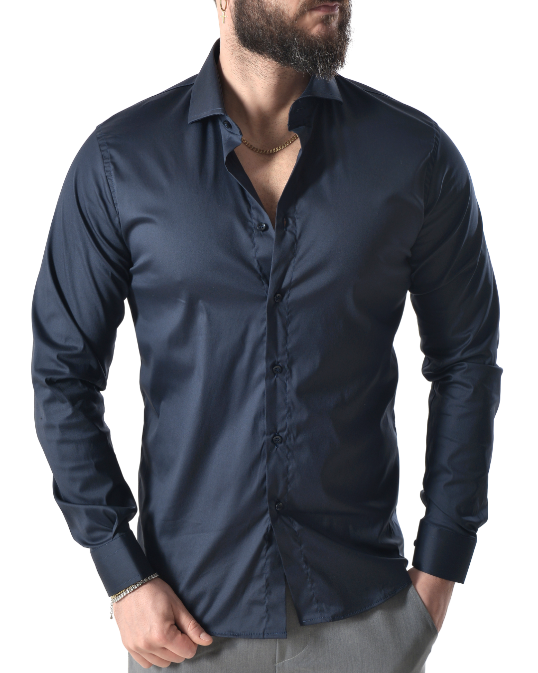 Camicia slim blu scuro