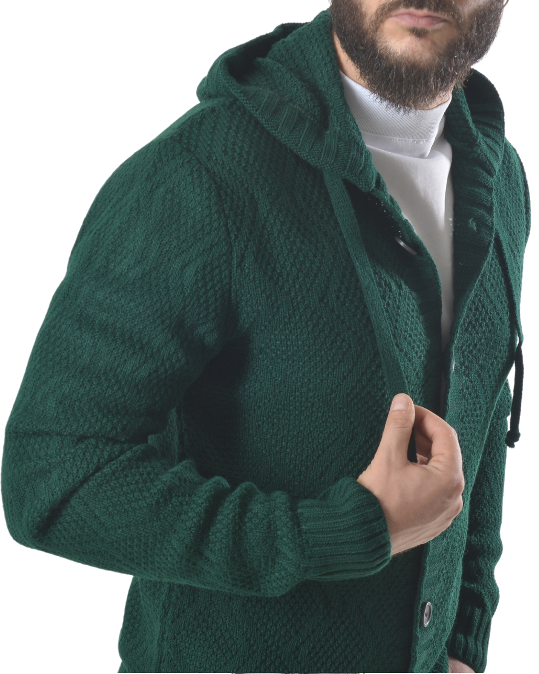 Cardigan giacca con cappuccio art 140 verde