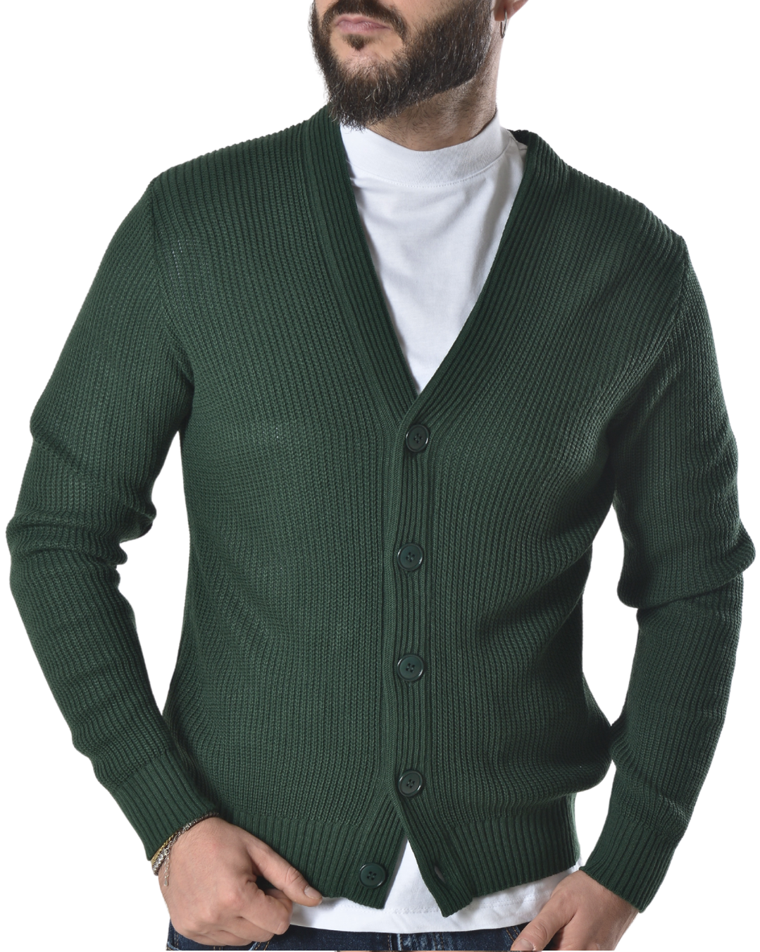 Cardigan tinta unita art 1006 verde