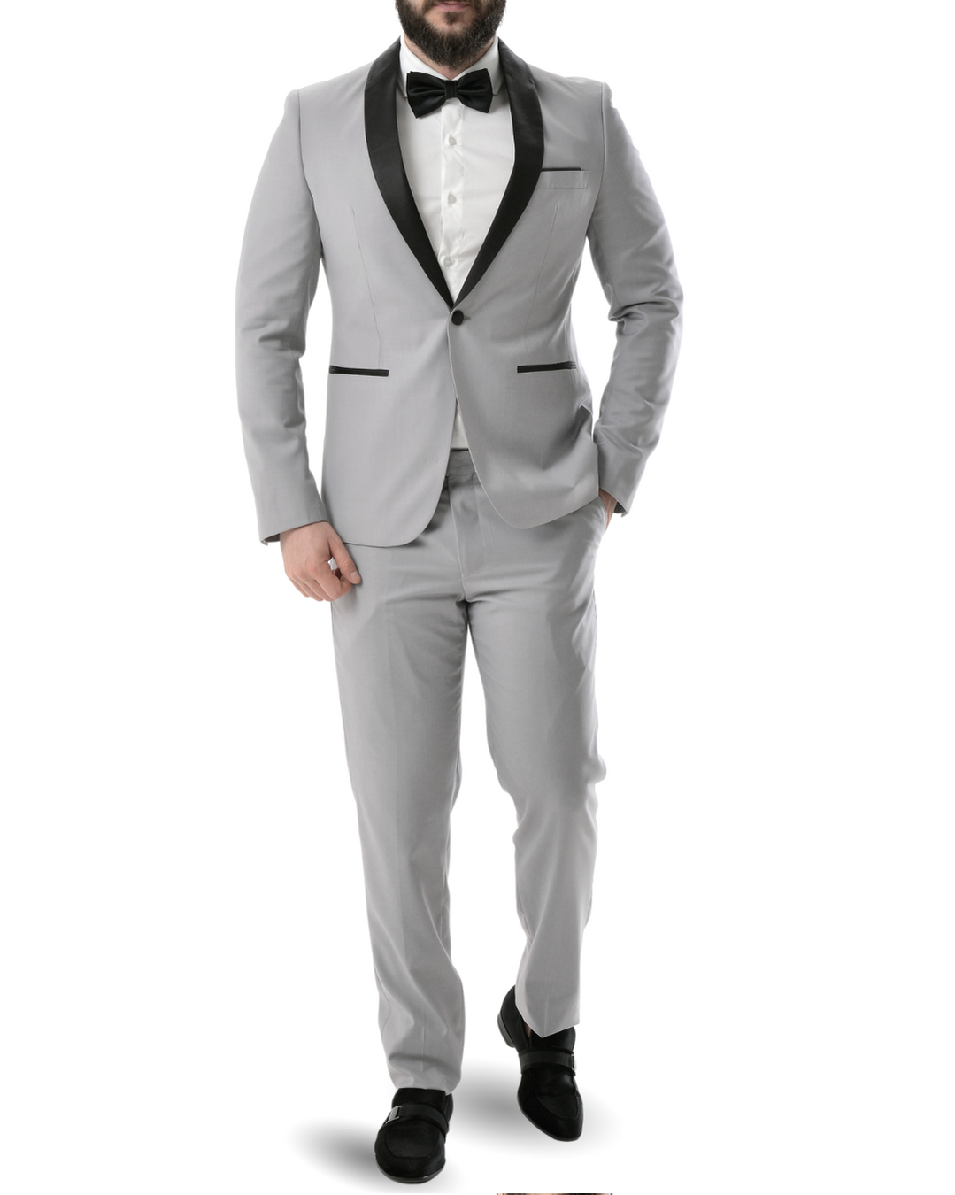 Abito completo giacca e pantalone smoking grigio perla