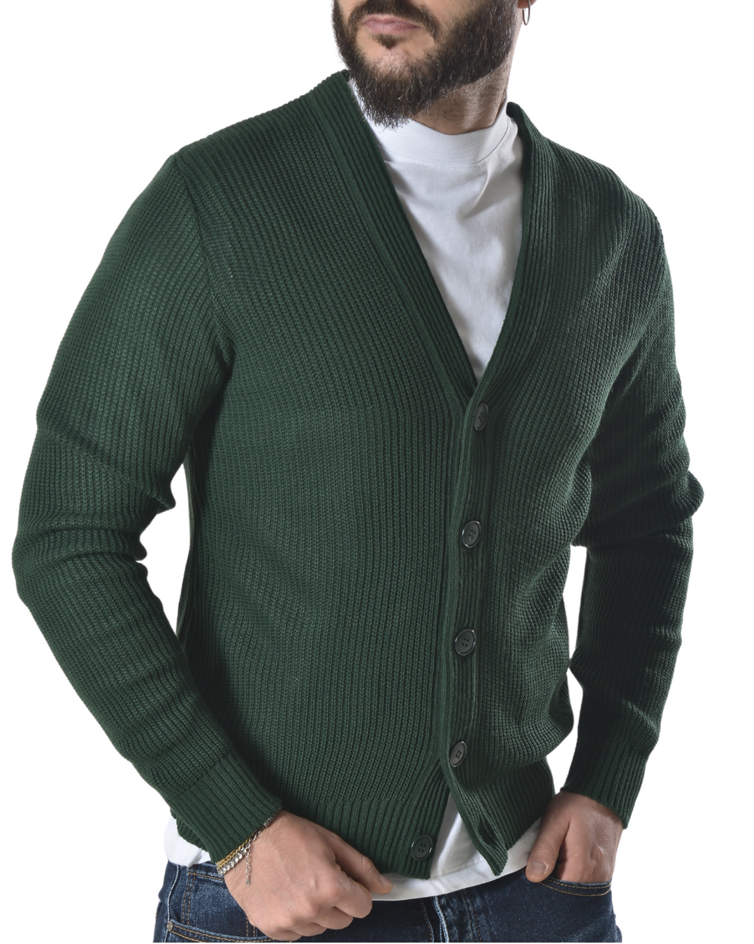 Cardigan tinta unita art 1006 verde