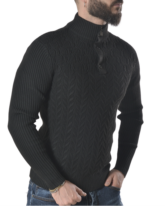 Maglia con chiusura sul collo art 8961 nera