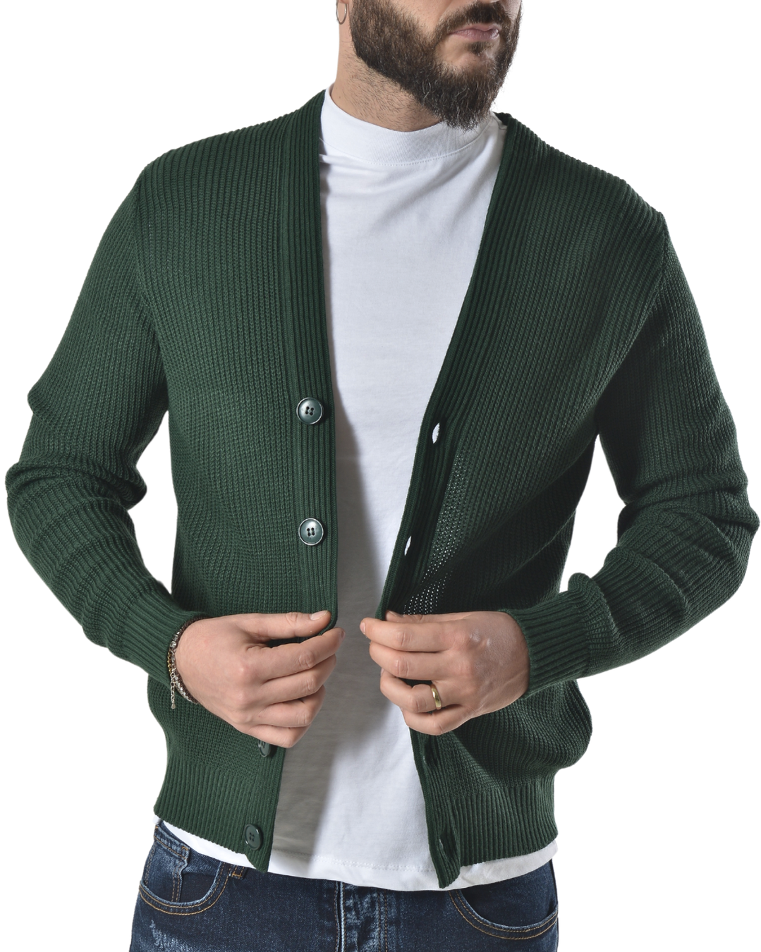 Cardigan tinta unita art 1006 verde