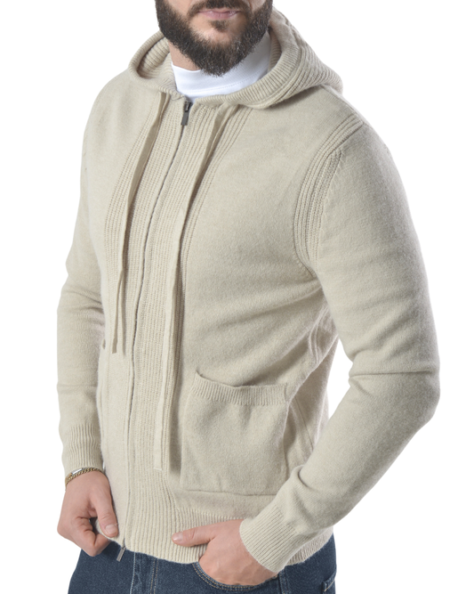 Cardigan con zip frontale art 746 beige