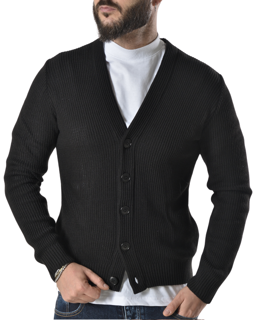 Cardigan tinta unita art 1006 nero