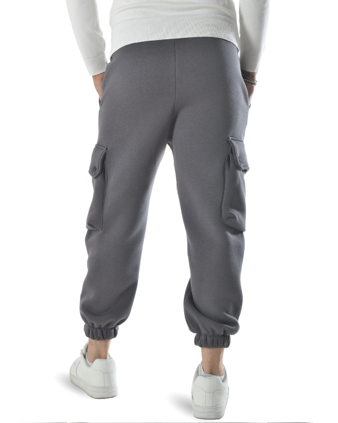 Pantalaccio tuta felpato cargo oversize art. 2034 grigio scuro