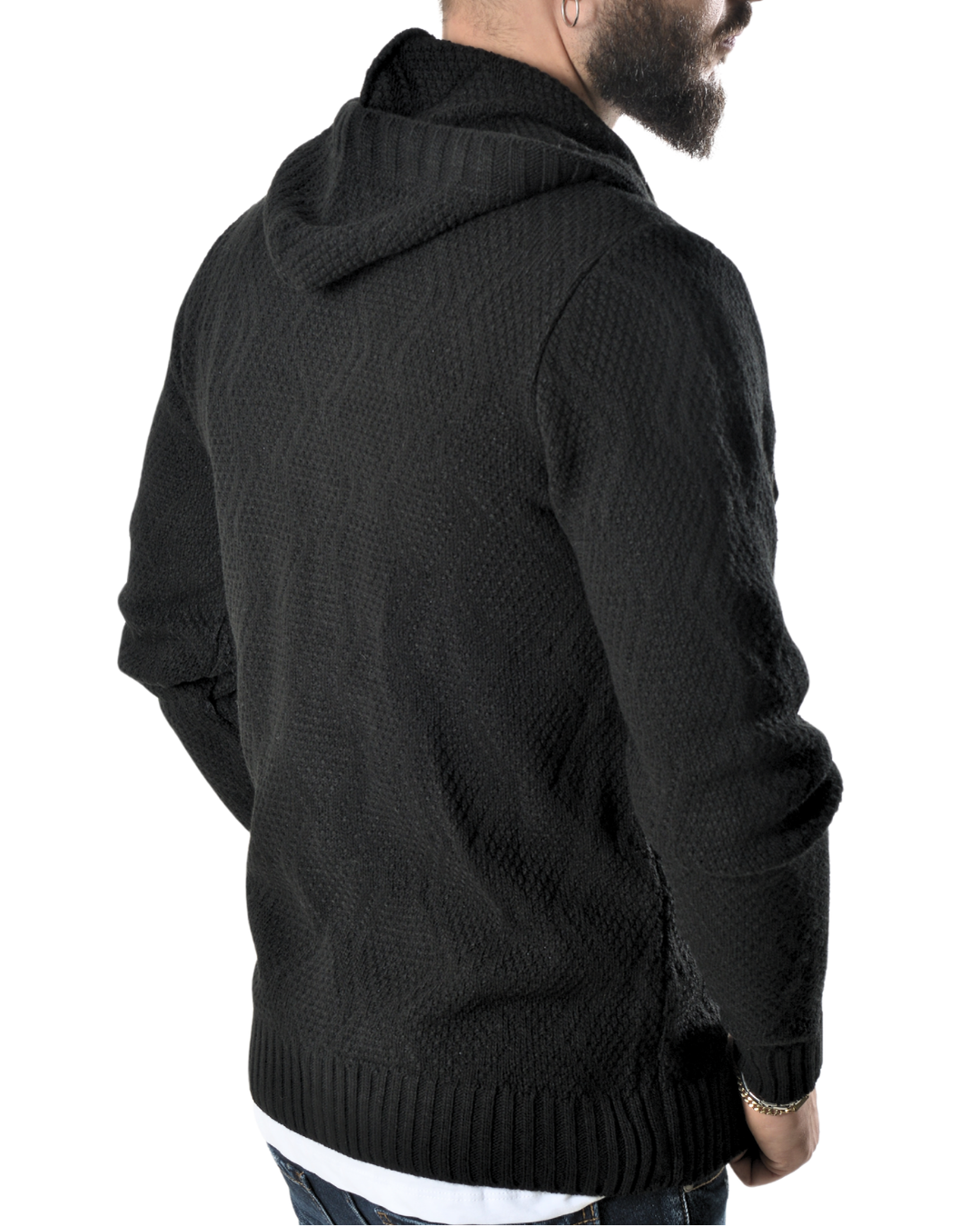 Cardigan giacca con cappuccio art 140 nero