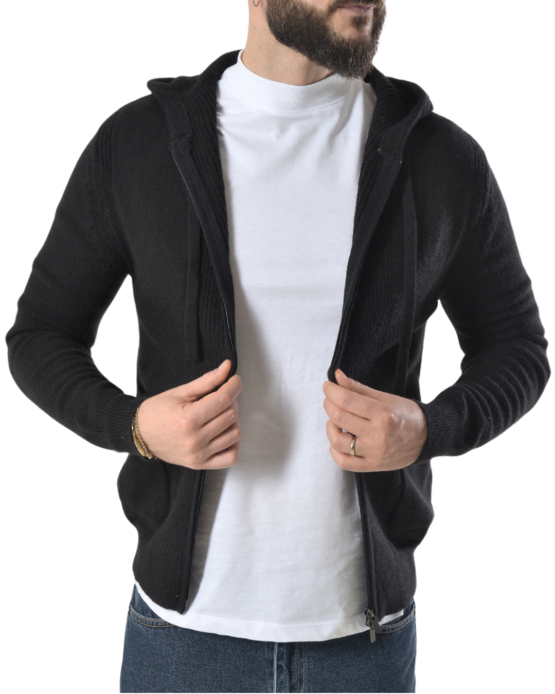 Cardigan con zip frontale art 746 nero