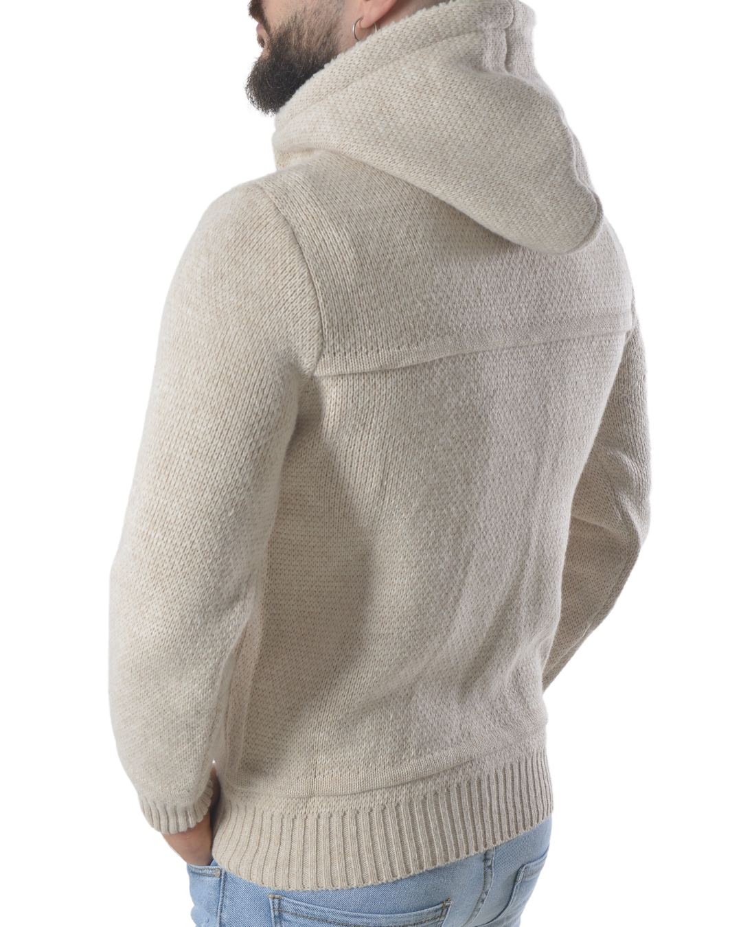 Maglia pesante con alamari e mezza zip frontale art 6555 beige