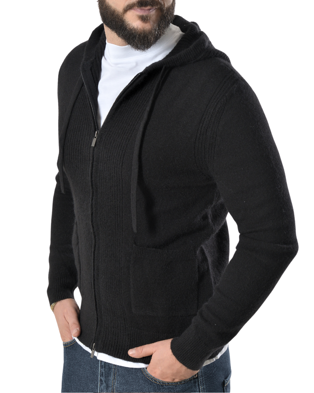 Cardigan con zip frontale art 746 nero