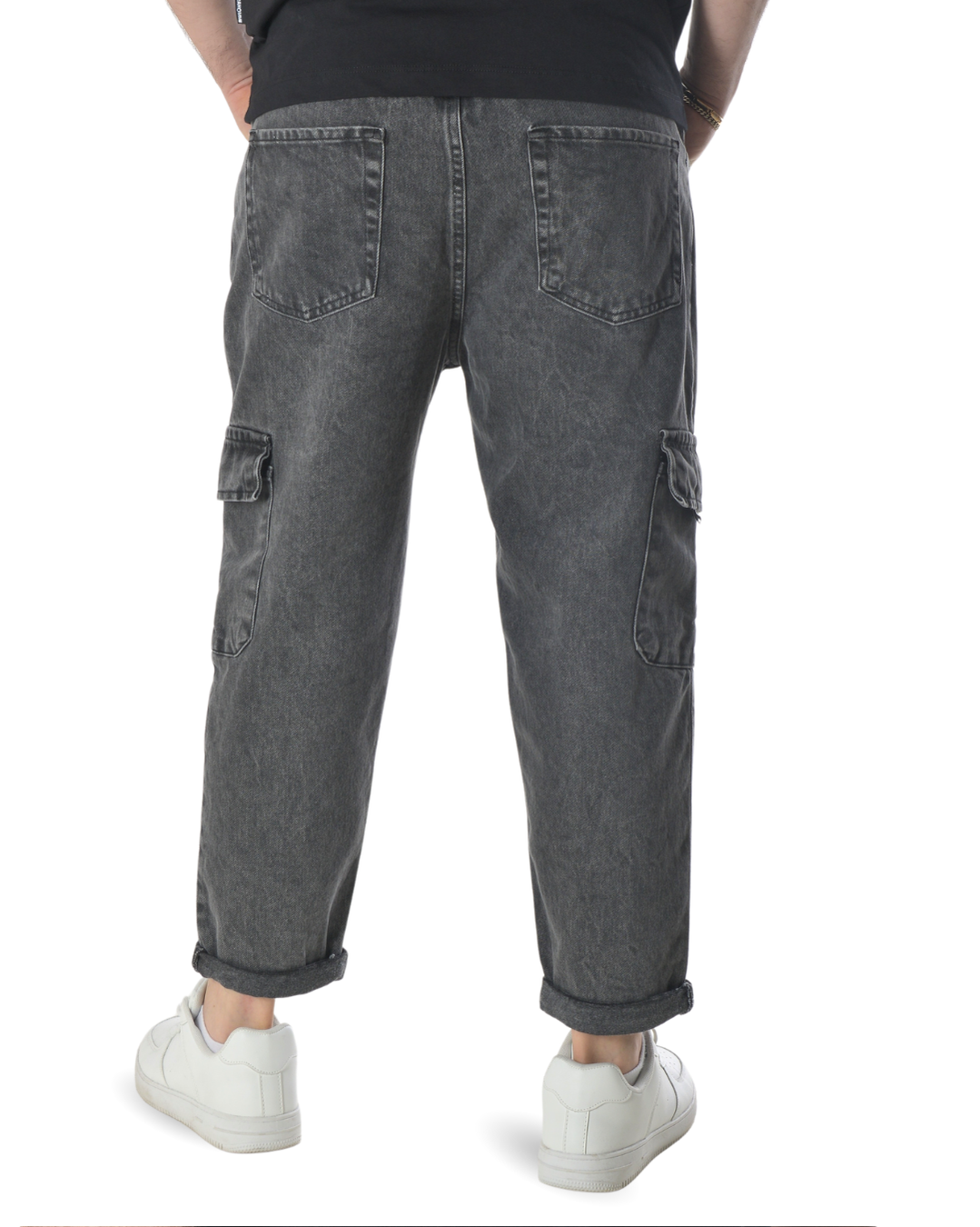 Jeans cargo art varenne loose fit denim grigio scuro