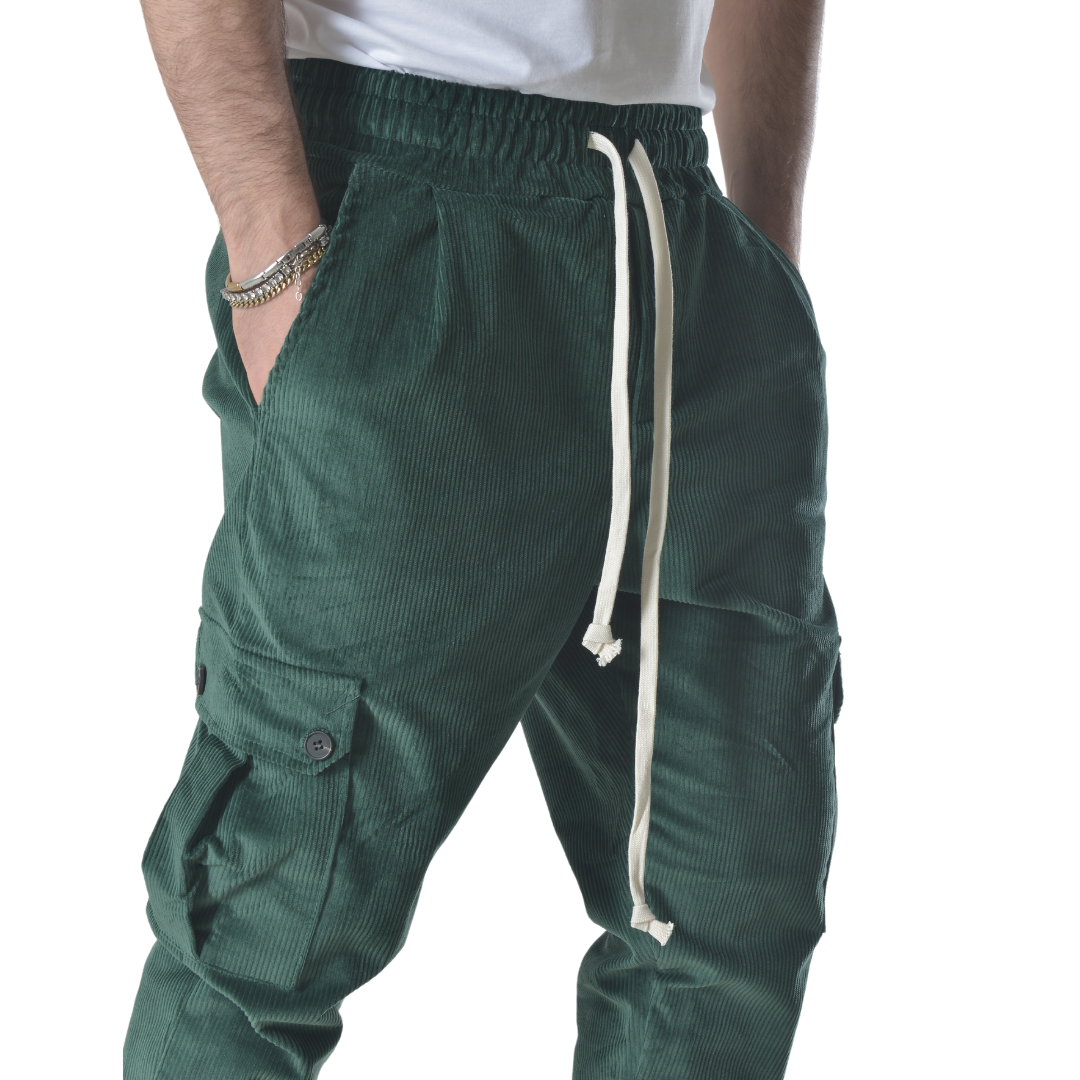 Pantalaccio cargo a costine vellutato art 9151 verde gucci