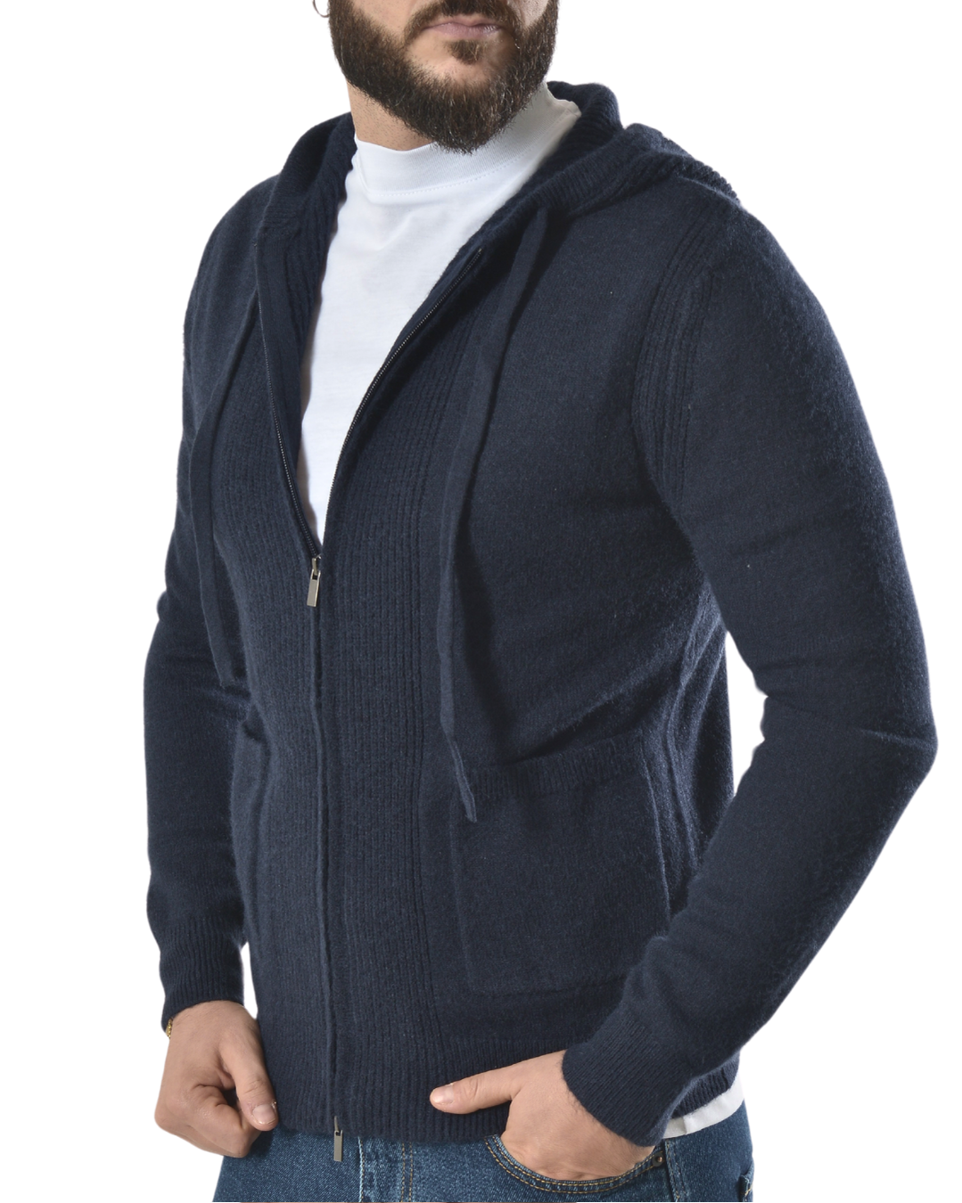 Cardigan con zip frontale art 746 blu scuro