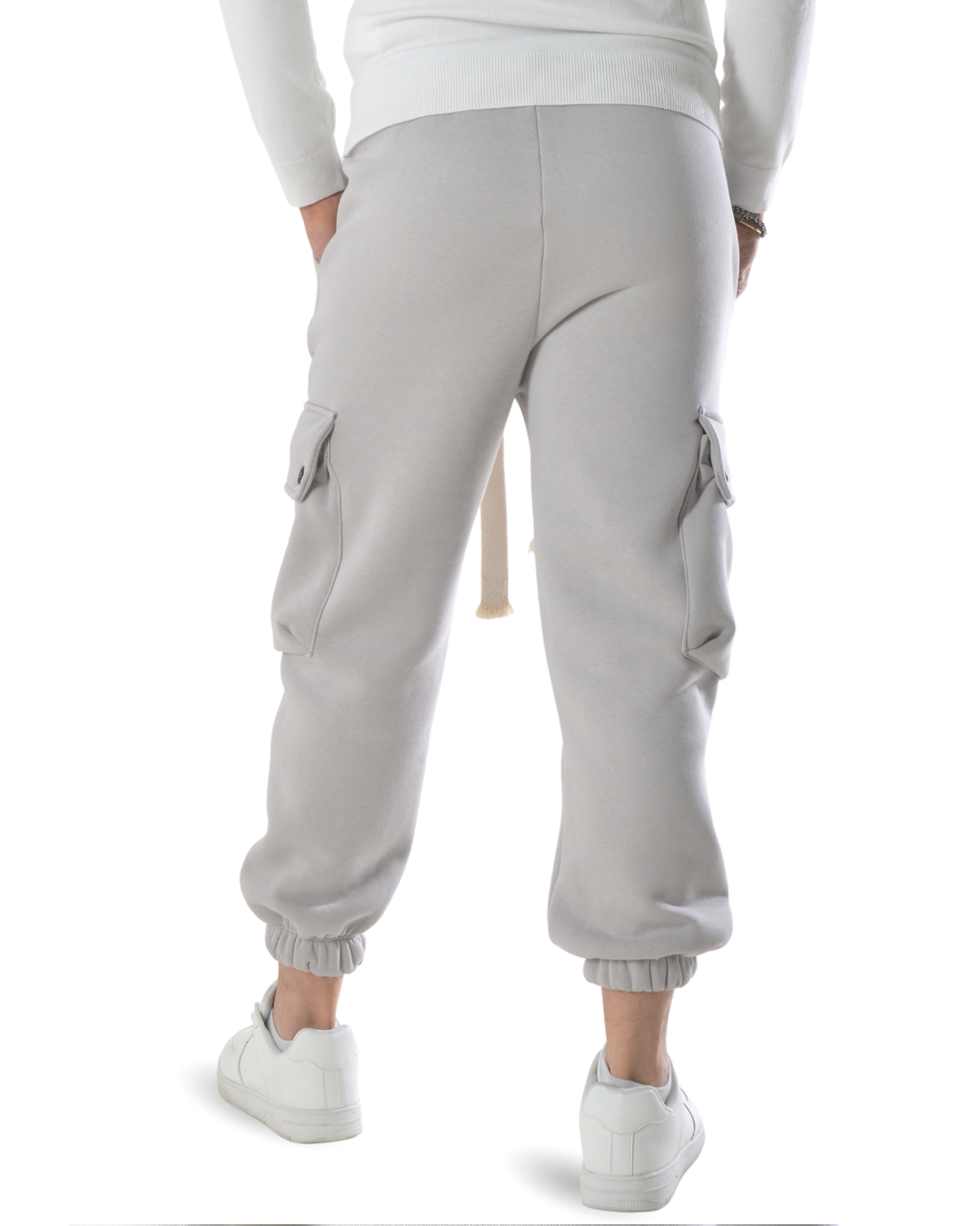 Pantalaccio tuta felpato cargo oversize art. 2034 grigio chiaro