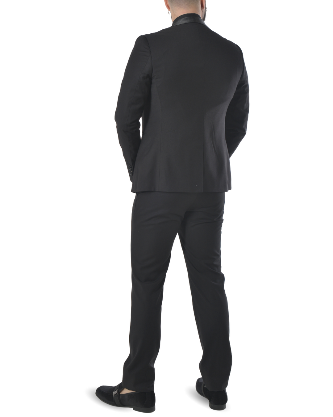 Abito completo elegante con gilet e cravattone art smoking nero